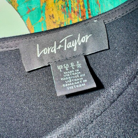 Lord & Taylor Black Midi Sheath Dress – Size Large - Picture 3 of 4